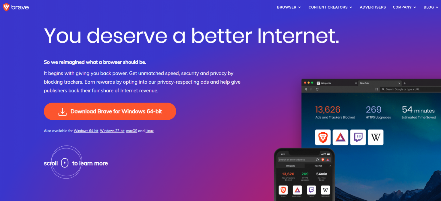 brave browser includes builtin